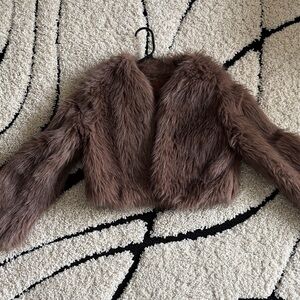 Brown Crop Fur Coat